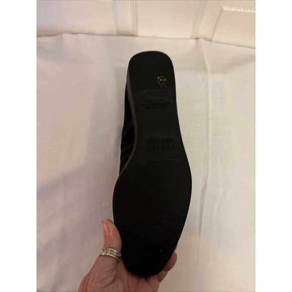 Stuart Weitzman Womens Black Suede Wedge Loafer Old Money Luxurious Latex sz 7.5 - Picture 4 of 16